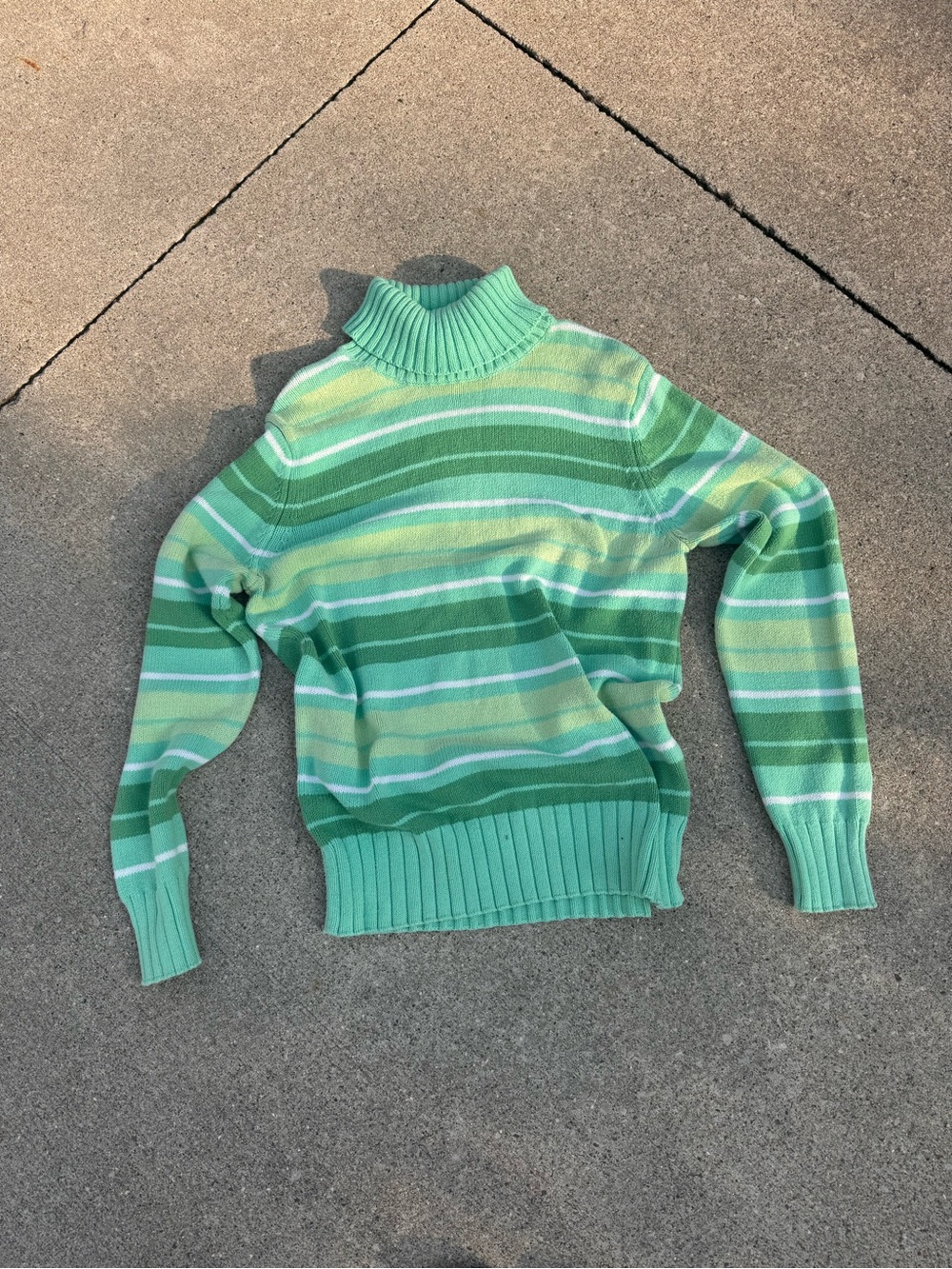 GAP Green Striped Turtleneck Sweater